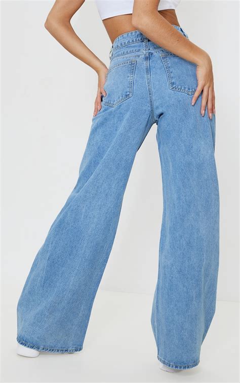 Sky Blue Wide Denim Jeans 